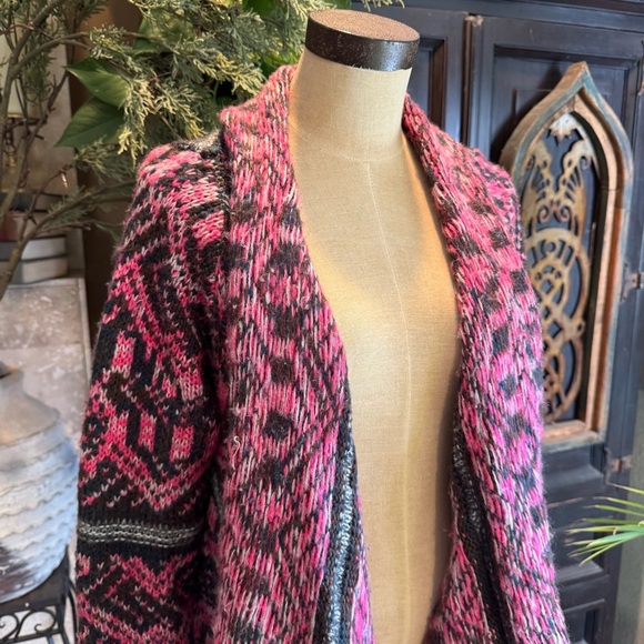 Urban outfitters tribal knit asymmetrical open front cardi sweater - Picture 11 of 16